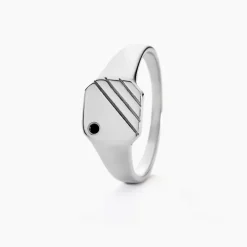 Histoire d'Or Chevalière Kaden Argent Blanc Oxyde De Zirconium Noir Online