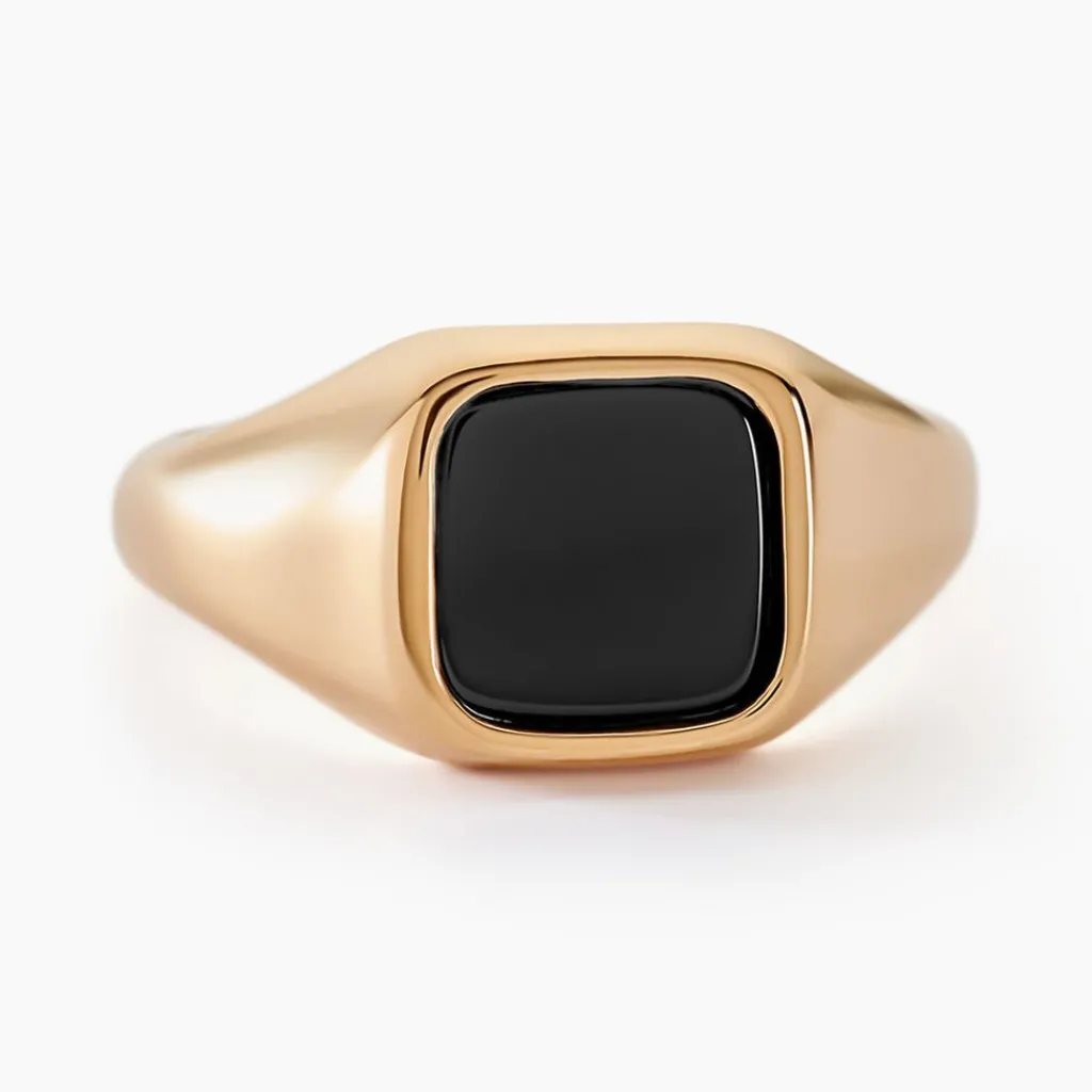 Histoire d'Or Chevalière Kauai Plaqué Or Jaune Pierre De Synthese Online