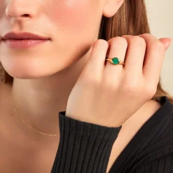 Histoire d'Or Chevalière Kenith Or Jaune Malachite Sale