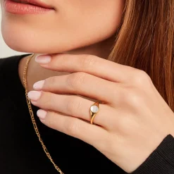 Histoire d'Or Chevalière Kent Or Jaune Nacre New