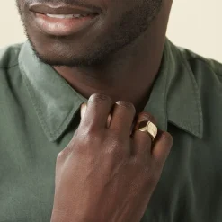 Histoire d'Or Chevalière Leoncette Plaqué Or Jaune Sale