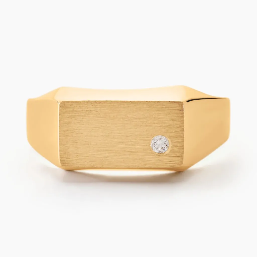 Histoire d'Or Chevalière Leyton Rectangle Or Jaune Oxyde De Zirconium Hot