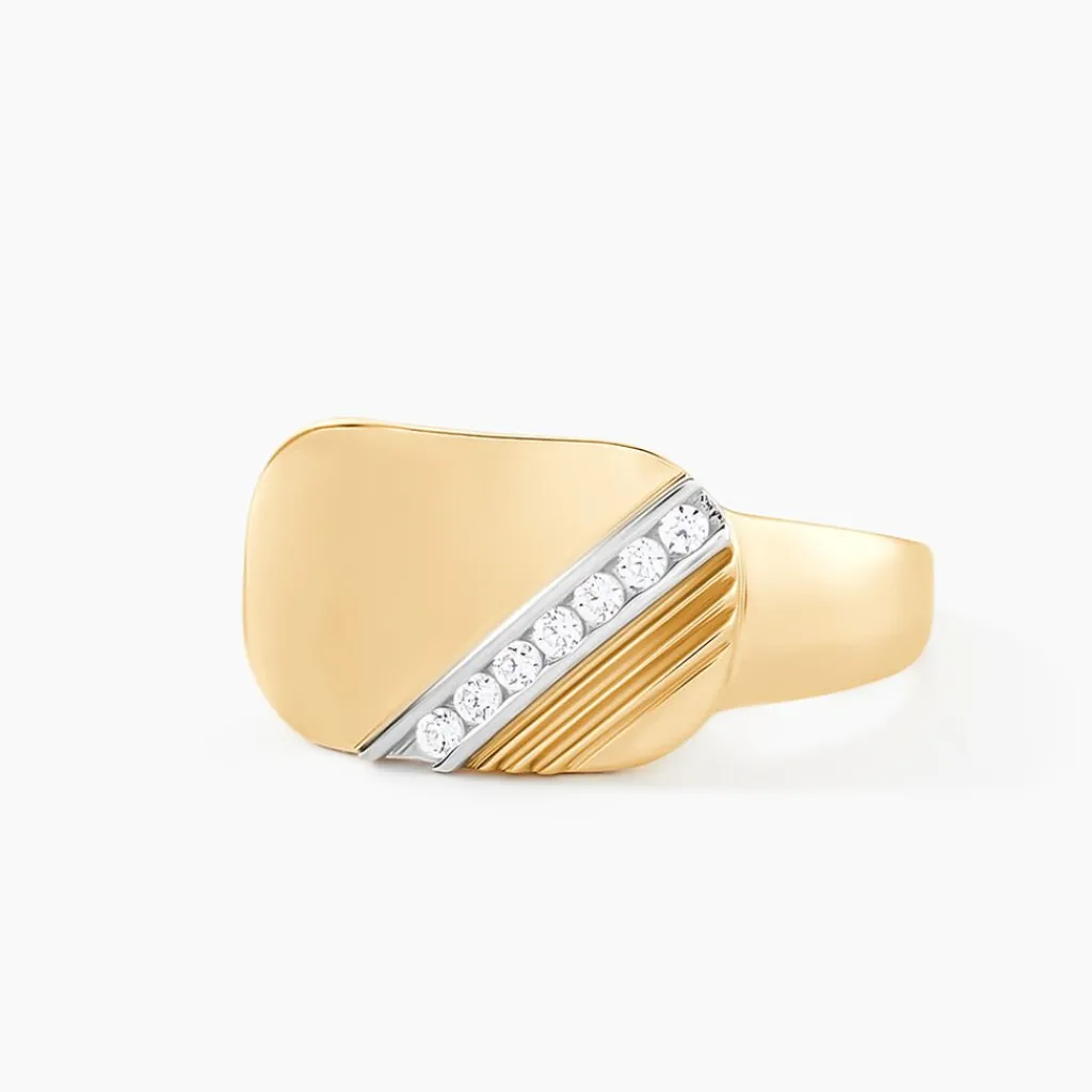 Histoire d'Or Chevalière Lutfi Or Jaune Oxyde De Zirconium Hot