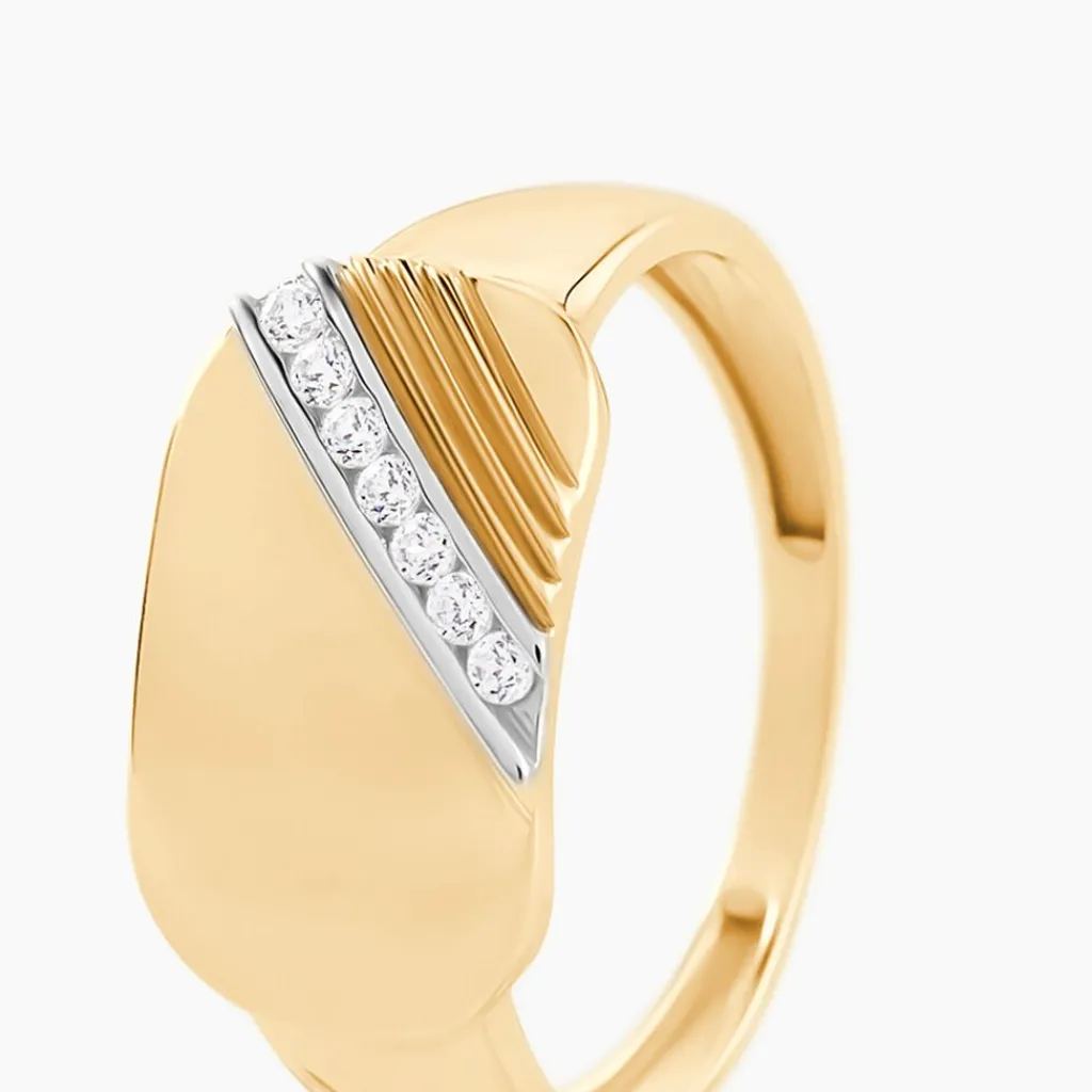 Histoire d'Or Chevalière Lutfi Or Jaune Oxyde De Zirconium Hot