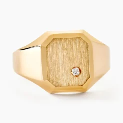 Histoire d'Or Chevalière Malcolm Carree Or Jaune Oxyde De Zirconium Sale