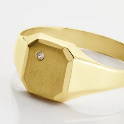 Histoire d'Or Chevalière Malcolm Carree Or Jaune Oxyde De Zirconium Sale