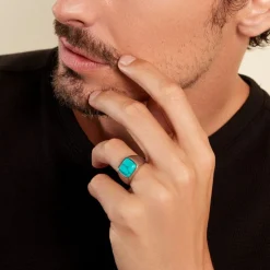 PHEBUS HIM Chevalière Acier Blanc Pierre D'imitation Online