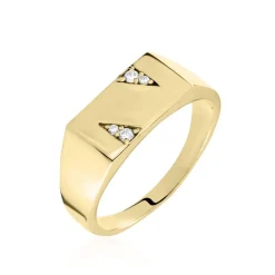 Histoire d'Or Chevalière Plaqué Or Jaune Asa Oxydes De Zirconium Clearance