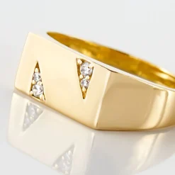 Histoire d'Or Chevalière Plaqué Or Jaune Asa Oxydes De Zirconium Clearance