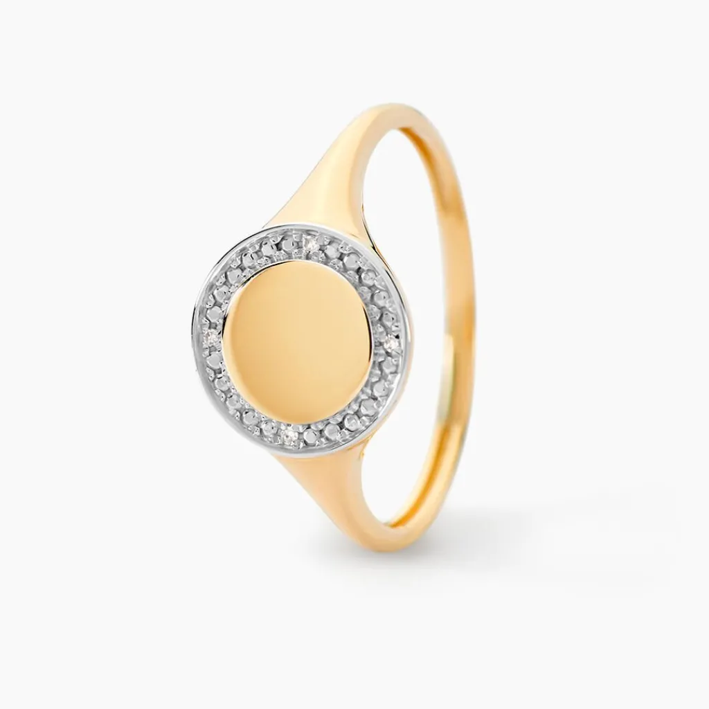 Histoire d'Or Chevalière Promesse Pour L'eternite Or Jaune Diamant