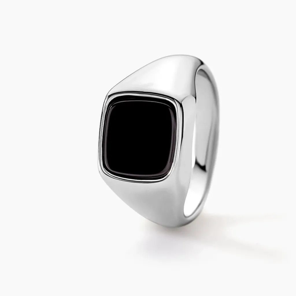 Histoire d'Or Chevalière Renelia Argent Blanc Blanc Onyx New