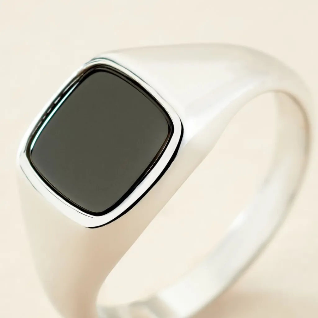 Histoire d'Or Chevalière Renelia Argent Blanc Blanc Onyx New