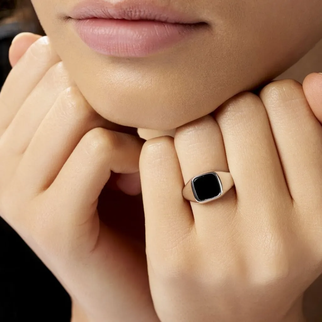 Histoire d'Or Chevalière Renelia Argent Blanc Blanc Onyx New