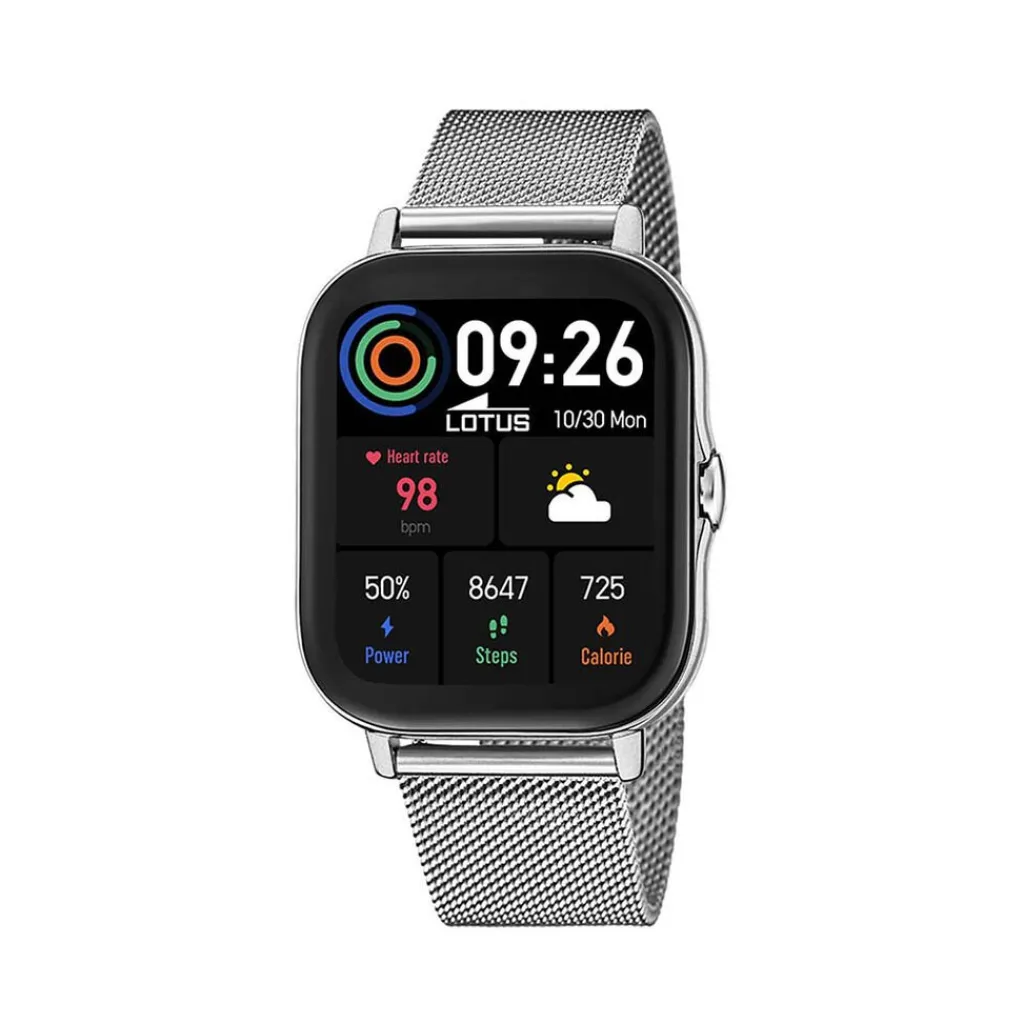 LOTUS Coffret De Montre Connectée Smartwach cadran argenté fond personnalisable bracelet alliage Clearance