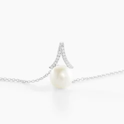 Histoire d'Or Collier Albine Argent Blanc Perle De Culture Et Oxyde De Zirconium Clearance