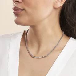 Histoire d'Or Collier Amadeo Maille Popcorn Acier Blanc