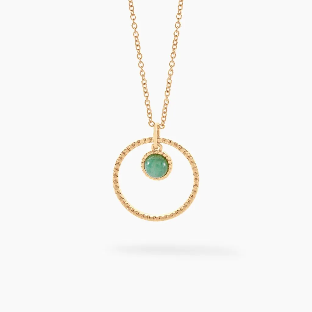 Histoire d'Or Collier Amalthea Plaqué Or Doré Aventurine Vert Clearance