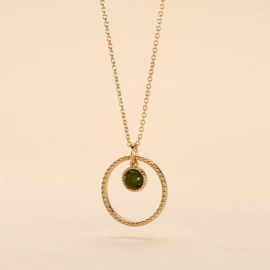 Histoire d'Or Collier Amalthea Plaqué Or Doré Aventurine Vert Clearance