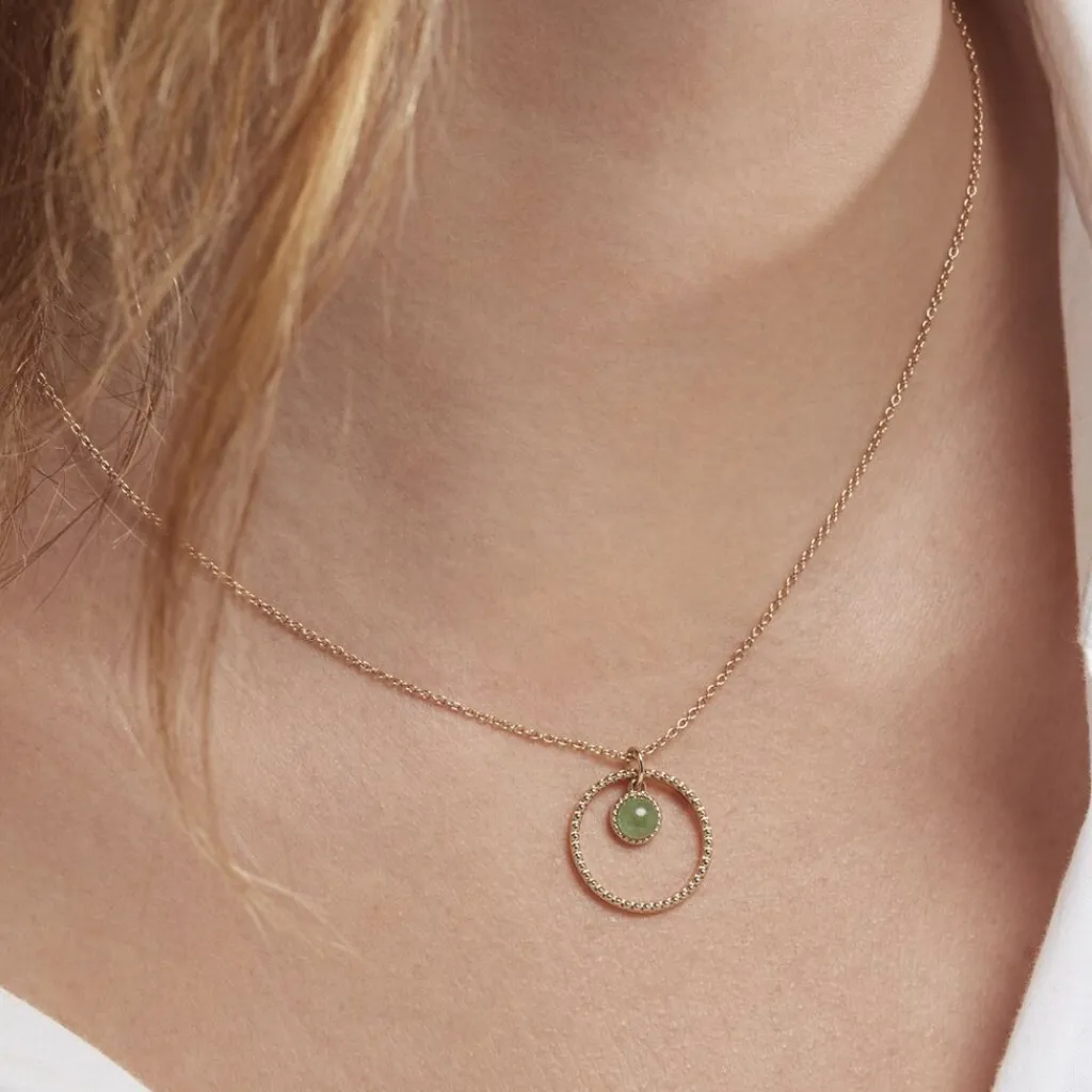 Histoire d'Or Collier Amalthea Plaqué Or Doré Aventurine Vert Clearance