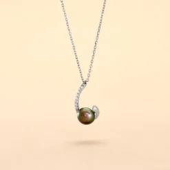 Histoire d'Or Collier Anais Or Blanc Perle De Culture Et Oxyde De Zirconium New