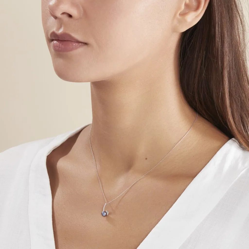 Histoire d'Or Collier Anais Or Blanc Perle De Culture Et Oxyde De Zirconium New