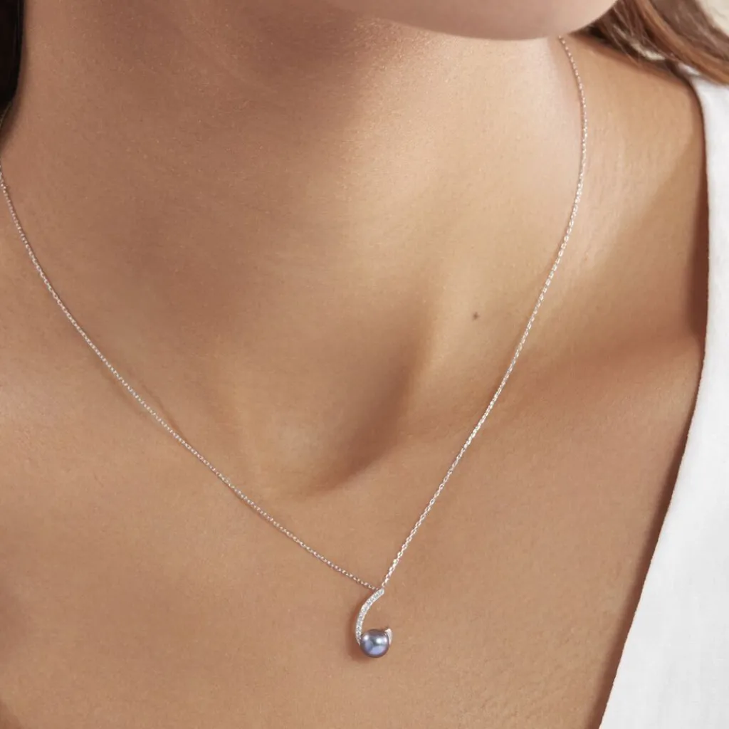 Histoire d'Or Collier Anais Or Blanc Perle De Culture Et Oxyde De Zirconium New