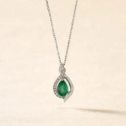 Histoire d'Or Collier Angelika Et Diamant or blanc emeraude