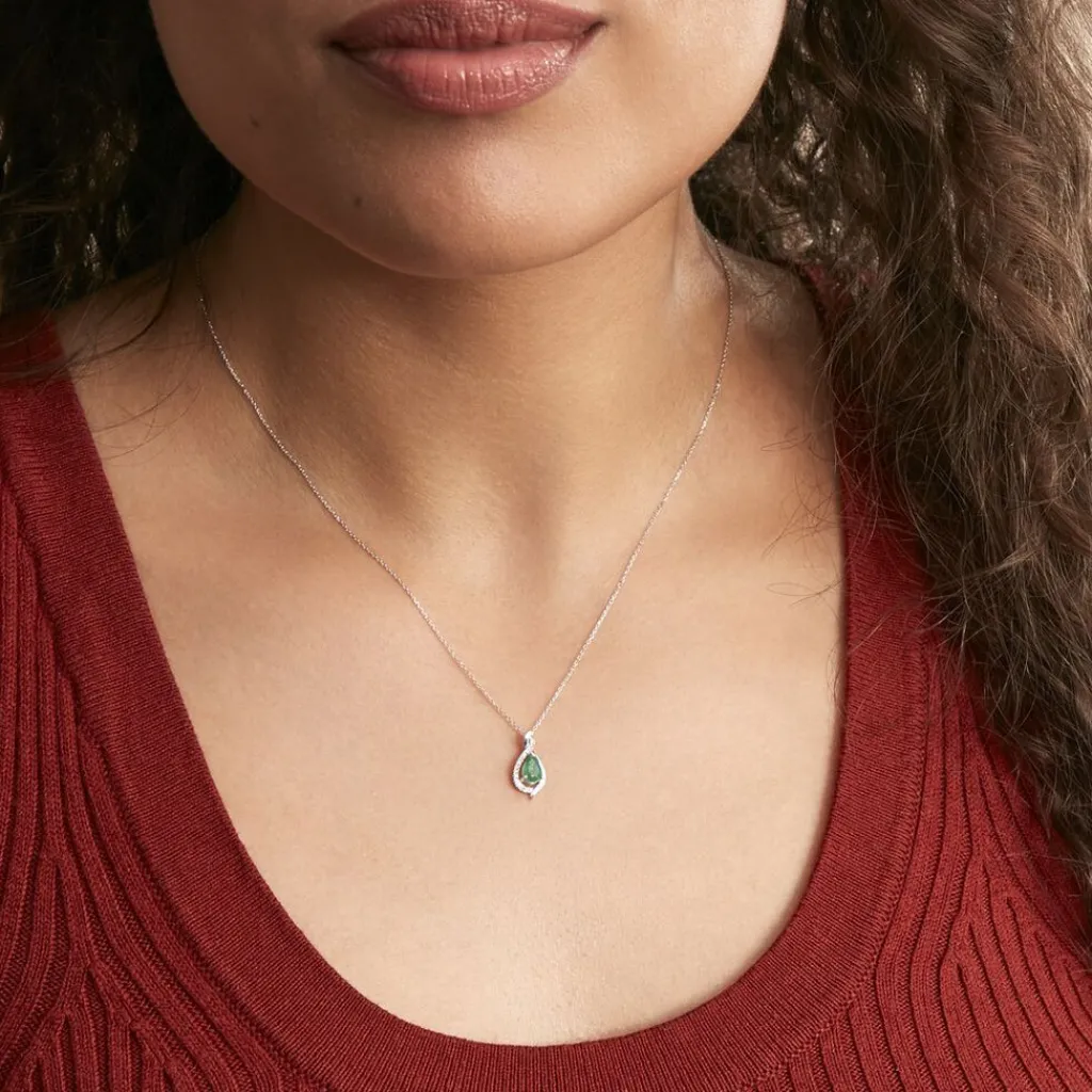 Histoire d'Or Collier Angelika Et Diamant or blanc emeraude