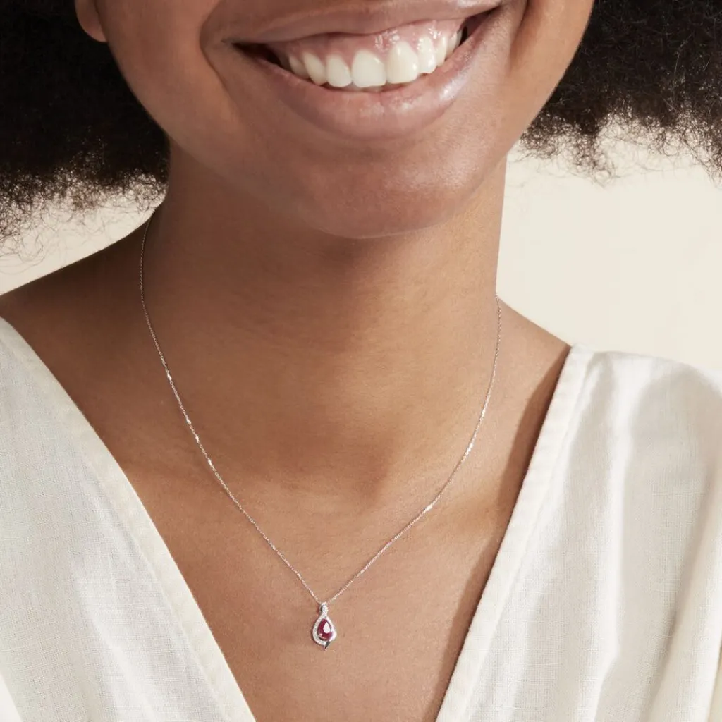 Histoire d'Or Collier Angelika Et Diamant or blanc rubis Sale