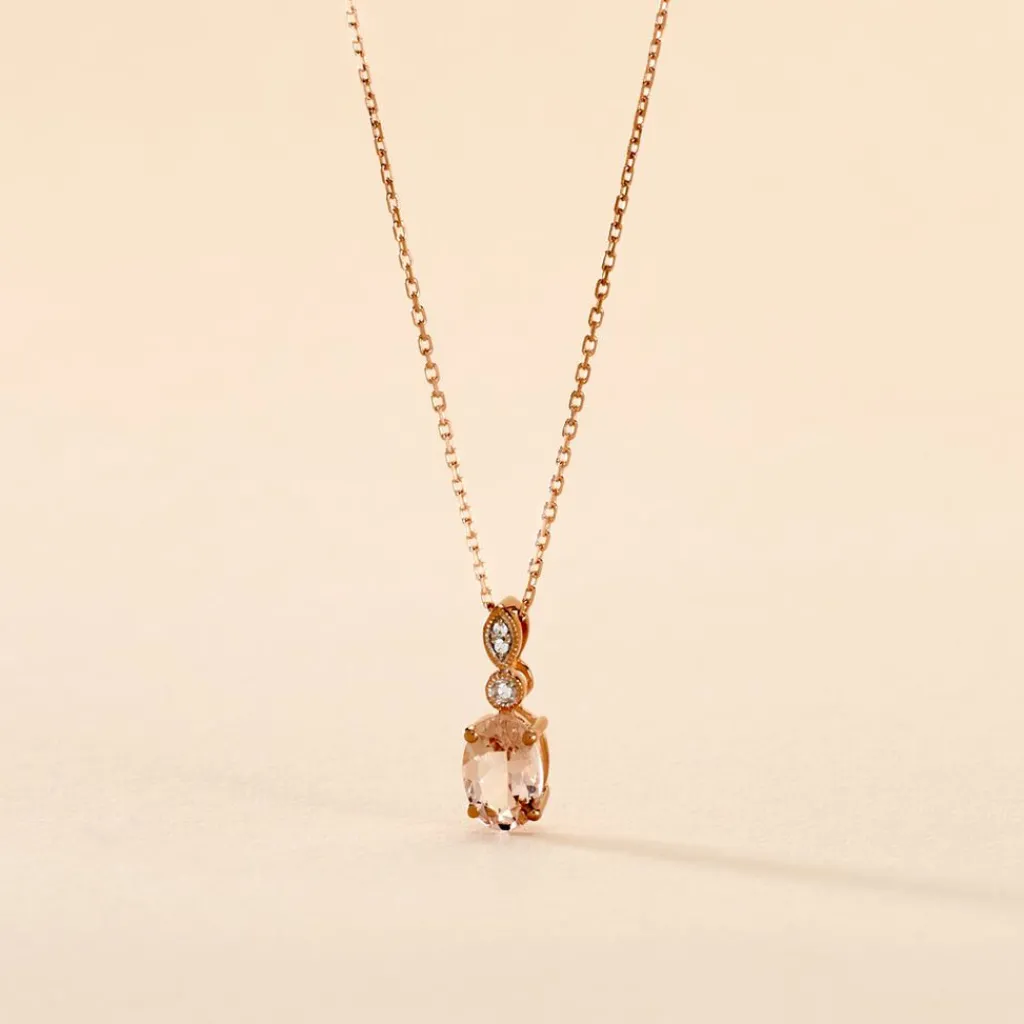 Histoire d'Or Collier Antonia Or Rose Morganite Et Oxyde De Zirconium Outlet