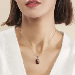 Histoire d'Or Collier Argent Blanc Aleina Ambre Best