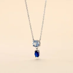 Histoire d'Or Collier Argent Blanc Brenna Oxydes De Zirconium argent blanc oxyde bleu swiss New