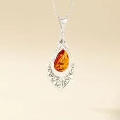 Histoire d'Or Collier Argent Blanc Doralyn Ambre Outlet