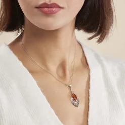 Histoire d'Or Collier Argent Blanc Doralyn Ambre Outlet