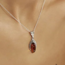 Histoire d'Or Collier Argent Blanc Enya Ambre Hot