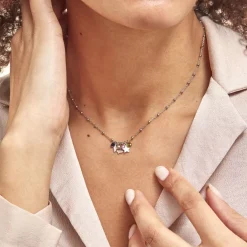 Histoire d'Or Collier Argent Blanc Paulino Pierres Artificelles Sale