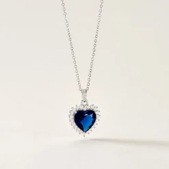 Histoire d'Or Collier Argent Sphinx Pierre argent blanc verre bleu New