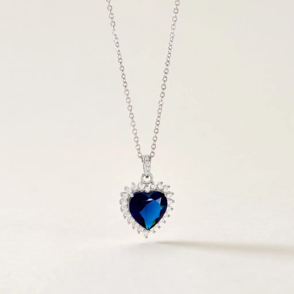 Histoire d'Or Collier Argent Sphinx Pierre argent blanc verre bleu New