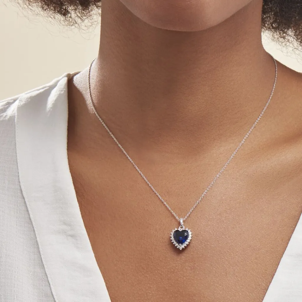 Histoire d'Or Collier Argent Sphinx Pierre argent blanc verre bleu New