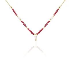 Histoire d'Or Collier Attila Acier Doré Quartz Jade acier doré quartz rose