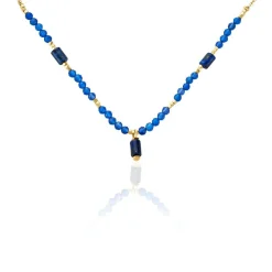 Histoire d'Or Collier Attila Acier Doré Lapis Lazuli Agate acier doré lapis lazuli bleu Outlet