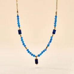 Histoire d'Or Collier Attila Acier Doré Lapis Lazuli Agate acier doré lapis lazuli bleu Outlet