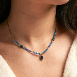 Histoire d'Or Collier Attila Acier Doré Lapis Lazuli Agate acier doré lapis lazuli bleu Outlet