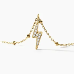 Histoire d'Or Collier Aurore Acier Doré éclair Cristal