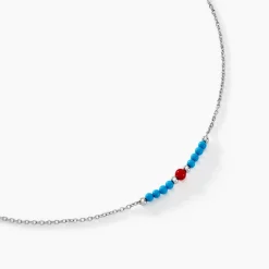 Histoire d'Or Collier Behati Argent Blanc Corail Turquoise