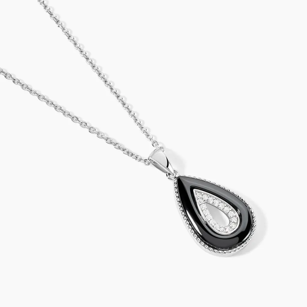 Histoire d'Or Collier Boyce Argent Blanc Céramique Oxyde De Zirconium New