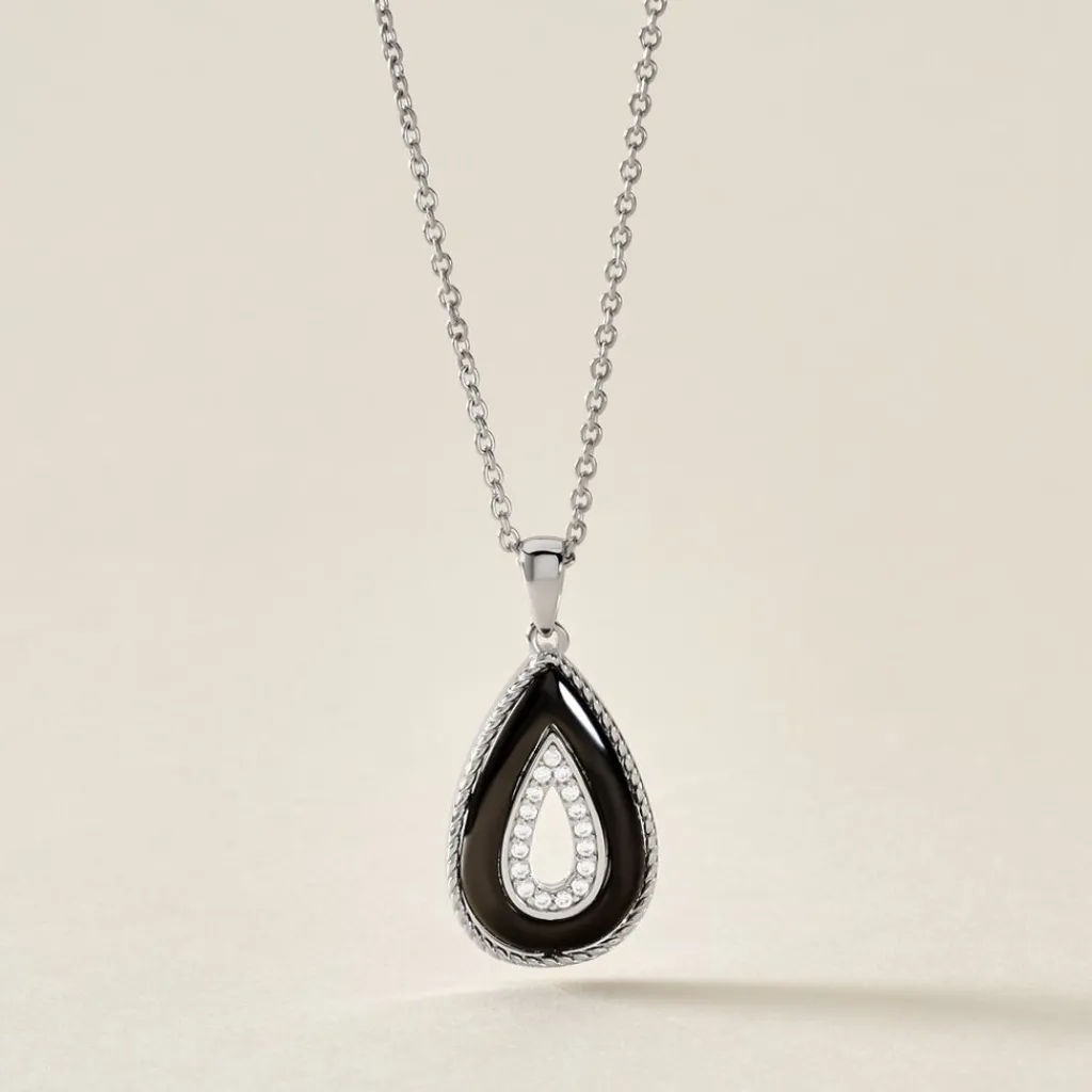 Histoire d'Or Collier Boyce Argent Blanc Céramique Oxyde De Zirconium New