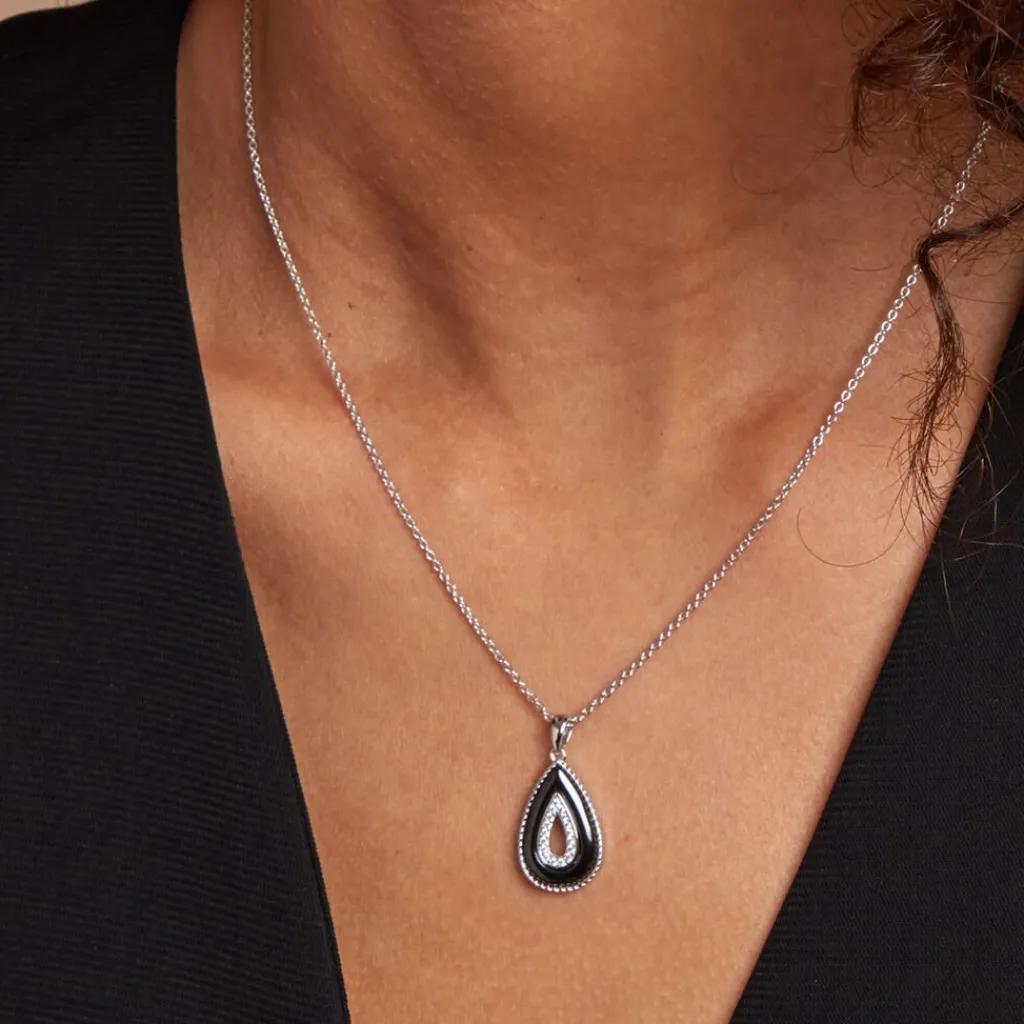 Histoire d'Or Collier Boyce Argent Blanc Céramique Oxyde De Zirconium New