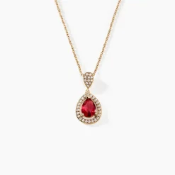 Histoire d'Or Collier Brigita Or Jaune plaqué or jaune pierre rouge Discount