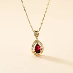 Histoire d'Or Collier Brigita Or Jaune plaqué or jaune pierre rouge Discount